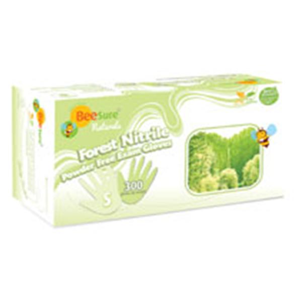 EcoBee Gloves Exam BeeSure Naturals Forest PF Nitrile LF XS Green 300/Bx, 10 BX/CA (BE2945)