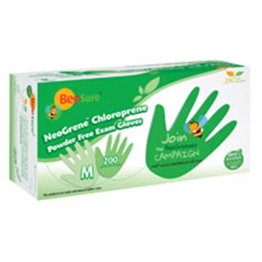 EcoBee Gloves Chloroprene BeeSure NeoGrene LF PF X-Small NS Green 200/Bx, 10 BX/CA (BE1185)