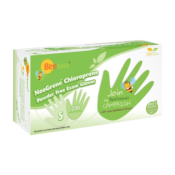 EcoBee Gloves Chloroprene BeeSure NeoGrene LF PF Small NS Green 200/Bx, 10 BX/CA (BE1186)