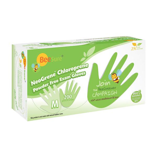 EcoBee Gloves Chloroprene BeeSure NeoGrene LF PF Medium NS Green 200/Bx, 10 BX/CA (BE1187)