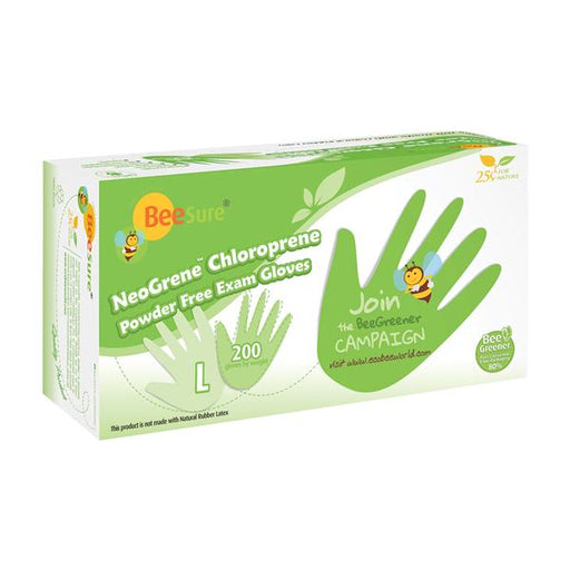 EcoBee Gloves Chloroprene BeeSure NeoGrene LF PF Large NS Green 200/Bx, 10 BX/CA (BE1188)
