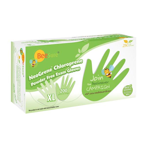 EcoBee Gloves Chloroprene BeeSure NeoGrene LF PF X-Large NS Green 200/Bx, 10 BX/CA (BE1189)