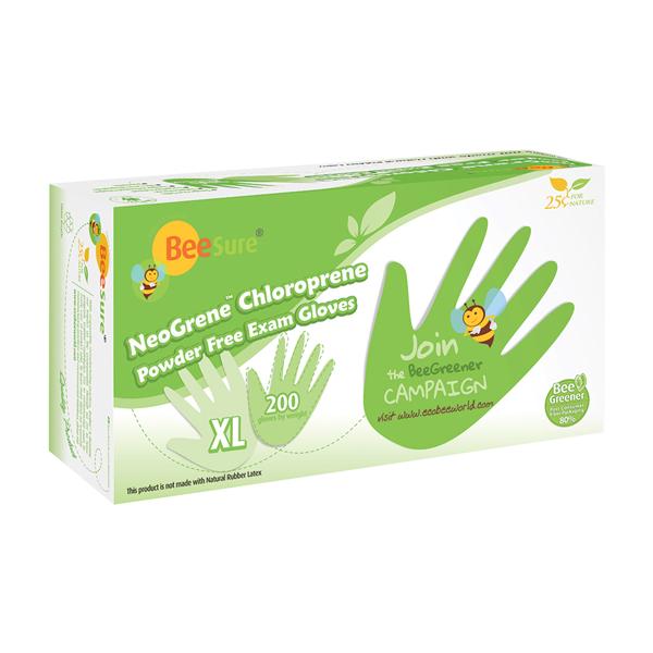 EcoBee Gloves Chloroprene BeeSure NeoGrene LF PF X-Large NS Green 200/Bx, 10 BX/CA (BE1189)