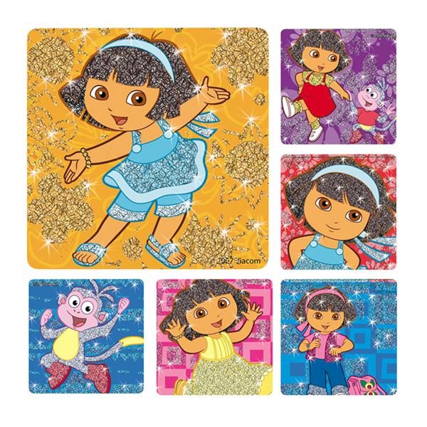 Office Supplies & Practice Mkt Stickers 2.5 in x 2.5 in Glitter Dora the Explorer Assorted 50/Rl