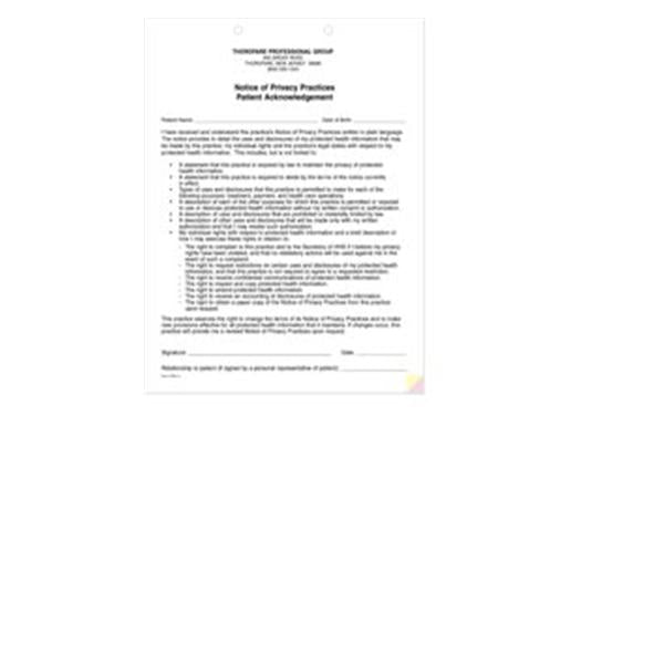 Office Supplies & Practice Mkt Form HIPAA Notice of Privacy Practices 100/Pk