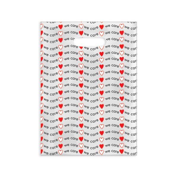 Office Supplies & Practice Mkt Scatter Print Bags We Care with Heart 2Sd Prnt Clr 7x10 100/Bx