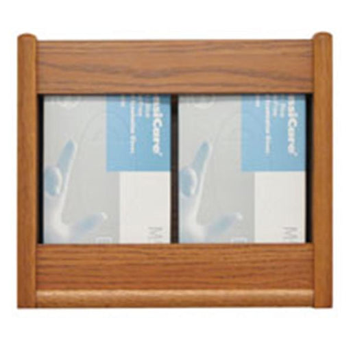 Wooden Mallet Glove Wall Rack 2-Pocket Wood Rectangle Medium Oak Ea