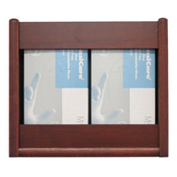 Wooden Mallet Glove Wall Rack 2-Pocket Wood Rectangle Dark Red Mahogany Ea