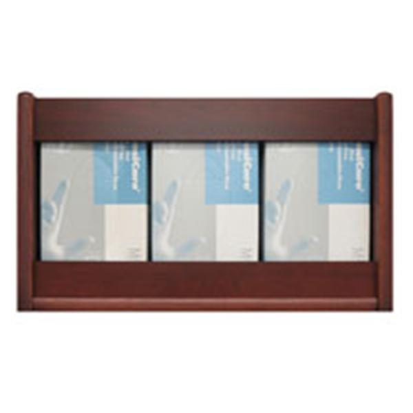 Wooden Mallet Glove Wall Rack 3-Pocket Wood Rectangle Dark Red Mahogany Ea