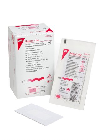 3M Medipore +Pad Soft Cloth Adhesive Wound Dressings - DRESSING, MEDIPORE+PAD, SOFT, ADH, 2 3/8"X4" - 3564