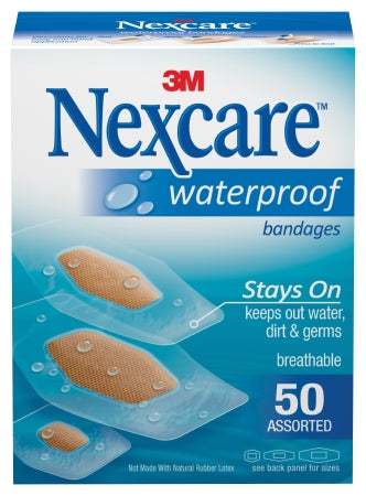 3M Nexcare Waterproof Bandages - BANDAGES, WATERPROOF, ASSORTED, 50/PK - 432-50-3