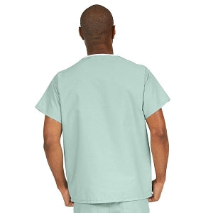 Medline ComfortEase Unisex V-Neck Scrub Top with 1 Pocket - ComfortEase Unisex V-Neck 1-Pocket Scrub Top, Size S, Seaspray - 410JSSS