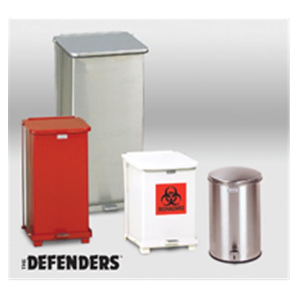 Rubbermaid Container Waste Defenders Stl 3.5gal Step-On Ld Wht Rnd Ea (FGST35EGLWH)
