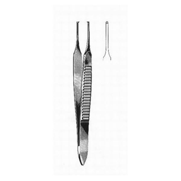 Hermann Medizentechnik Forcep Graefe Iris 2-3/4" 1mm Tip Straight 1x2 Teeth SS Ea