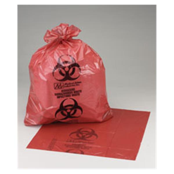 Medegen Medical Products Bag Biohazard 23x23" 7-10gal LDPE Rd/Blk 1.5ml Symbl Reg 10RL/CA