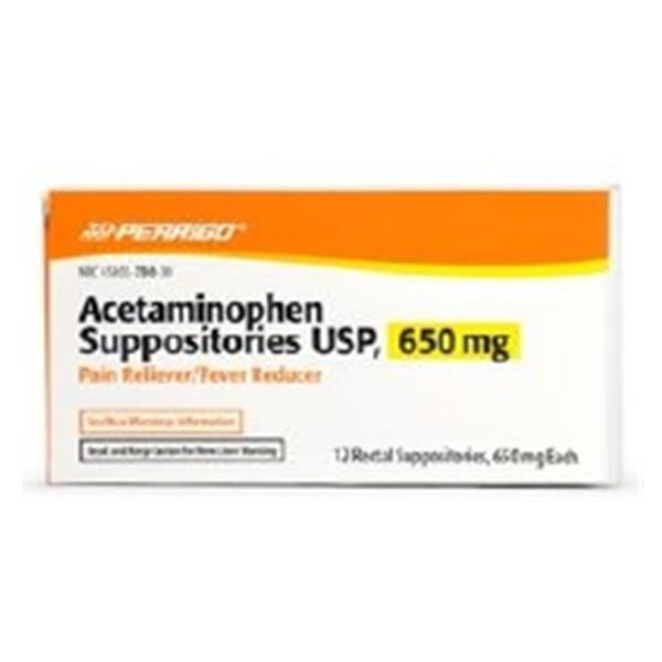 Perrigo Pharmaceuticals Acetaminophen 650mg Adult Suppository 12/Pk