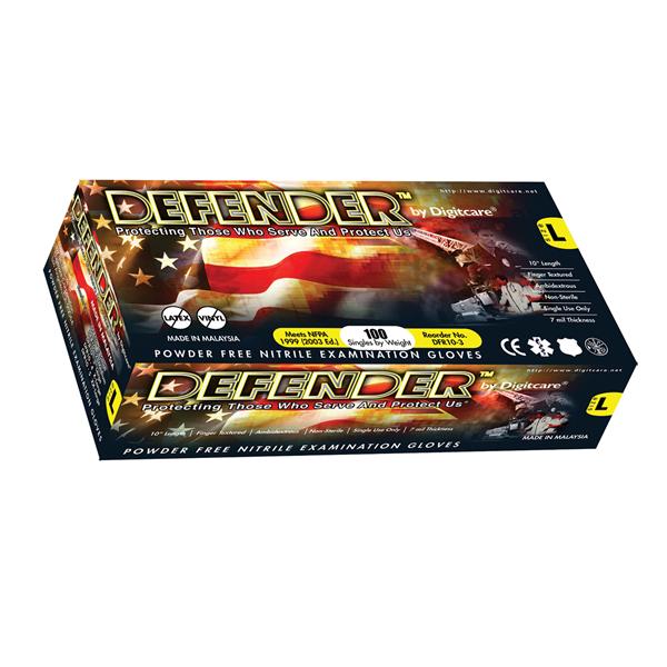 Ansell Healthcare Products  Gloves Exam Defender 10 PF Nitrile LF 10 in Lg Blue 100/Bx, 10 BX/CA (DFR10-3)