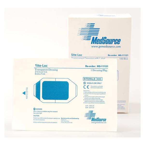 Medsource International Dressing Neuro Site-Loc Plstc 4x4.75 Pts Strl Adhs Trans 50/Bx, 20 BX/CA (MS-11124)