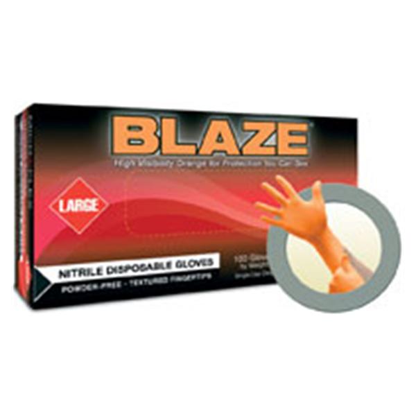 High Five Product Gloves Exam Blaze PF Nitrile Latex-Free 10.5 in Lg Orange 100/Bx, 10 BX/CA (N483)