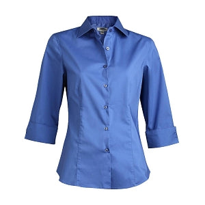 Edwards Garment Co Ladies Shirt 3/4 Length Sleeve - Women's Tailored Full-Placket Stretch Shirt with 3/4-Length Sleeves, French Blue, Size M - 5033 061-FR BLU M
