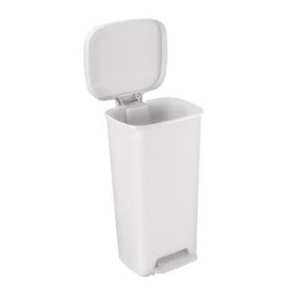 Brewer Company Can Trash Plstc 13gal Step-On Pedal Overlapping Lid Wht Rctngl Ea