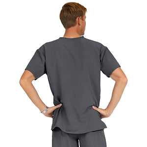 Medline Madison ave Unisex Stretch Fabric Scrub Top with 3 Pockets - Madison ave Unisex Scrub Top with 3 Pockets, Size 2XL, Charcoal - 5515CHRXXL