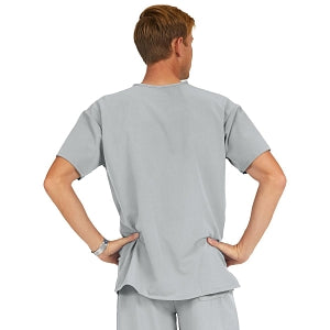 Medline Madison ave Unisex Stretch Fabric Scrub Top with 3 Pockets - Madison ave Unisex Scrub Top with 3 Pockets, Size S, Light Gray - 5515GRYS
