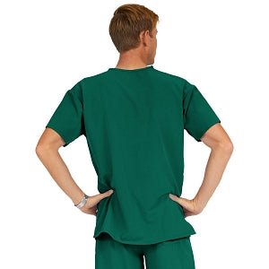Medline Madison ave Unisex Stretch Fabric Scrub Top with 3 Pockets - Madison ave Unisex Scrub Top with 3 Pockets, Size 5XL, Hunter Green - 5515HTR5XL