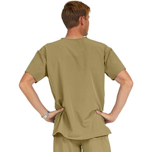 Medline Madison ave Unisex Stretch Fabric Scrub Top with 3 Pockets - Madison ave Unisex Scrub Top with 3 Pockets, Size 4XL, Khaki - 5515KHK4XL