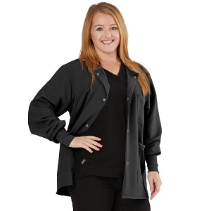 Medline Lincoln ave Unisex Stretch Fabric Scrub Jacket with 3 Pockets - Unisex Lincoln Ave. Cuffed Jacket, Black, Size L - 5542BLKL