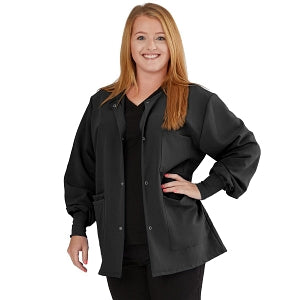 Medline Lincoln ave Unisex Stretch Fabric Scrub Jacket with 3 Pockets - Unisex Lincoln Ave. Cuffed Jacket, Black, Size XS - 5542BLKXS