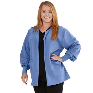 Medline Lincoln ave Unisex Stretch Fabric Scrub Jacket with 3 Pockets - Unisex Lincoln Ave. Cuffed Jacket, Ciel Blue, Size XL - 5542CBLXL