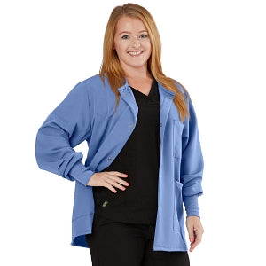 Medline Lincoln ave Unisex Stretch Fabric Scrub Jacket with 3 Pockets - Unisex Lincoln Ave. Cuffed Jacket, Ciel Blue, Size 2XL - 5542CBLXXL