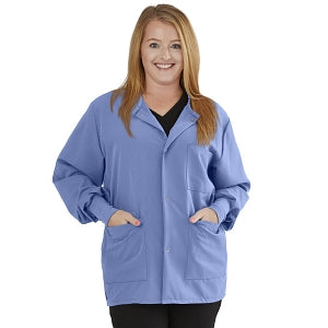 Medline Lincoln ave Unisex Stretch Fabric Scrub Jacket with 3 Pockets - Unisex Lincoln Ave. Cuffed Jacket, Ciel Blue, Size 2XL - 5542CBLXXL