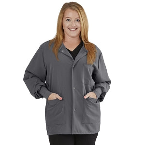 Medline Lincoln ave Unisex Stretch Fabric Scrub Jacket with 3 Pockets - Unisex Lincoln Ave. Cuffed Jacket, Charcoal, Size 5XL - 5542CHR5XL