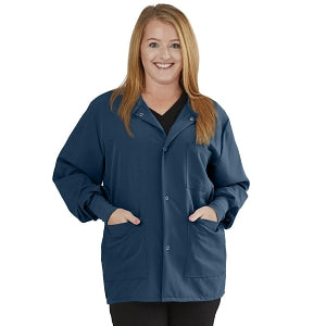 Medline Lincoln ave Unisex Stretch Fabric Scrub Jacket with 3 Pockets - Unisex Lincoln Ave. Cuffed Jacket, Caribbean Blue, Size L - 5542CRBL