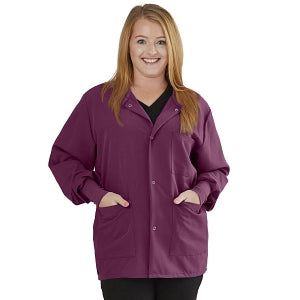 Medline Lincoln ave Unisex Stretch Fabric Scrub Jacket with 3 Pockets - Unisex Lincoln Ave. Cuffed Jacket, Wine, Size S - 5542WNES
