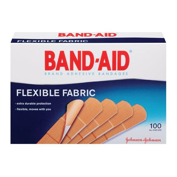 J&J Bandage Strips Fabric Band-Aid 3/4x3" Flexible Flesh Latex 100/Bx, 12 BX/CA (100443400)
