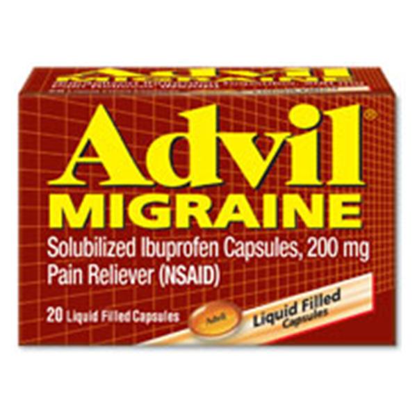 Pfizer Consumer Health Advil Migraine 200mg Liquid Gel Capsules 20/Bt, 72 BT/CA (0573-0168-20)