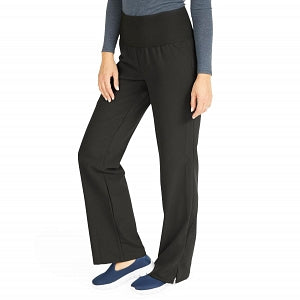 Medline Ocean Ave Women's Stretch Fabric Support Waistband Scrub Pants - Ocean ave Women's Support Waistband Scrub Pants with Cargo Pocket, Size L Petite Inseam, Black - 5560BLKLP