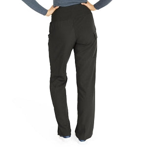 Medline Ocean Ave Women's Stretch Fabric Support Waistband Scrub Pants - Ocean ave Women's Support Waistband Scrub Pants with Cargo Pocket, Size L Petite Inseam, Black - 5560BLKLP