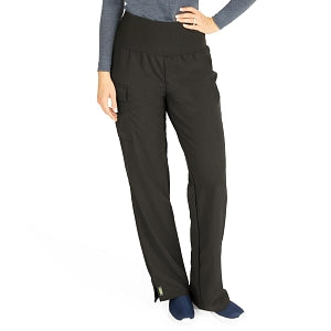 Medline Ocean Ave Women's Stretch Fabric Support Waistband Scrub Pants - Ocean ave Women's Support Waistband Scrub Pants with Cargo Pocket, Size L Tall Inseam, Black - 5560BLKLT
