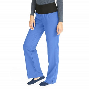 Medline Ocean Ave Women's Stretch Fabric Support Waistband Scrub Pants - Ocean ave Women's Support Waistband Scrub Pants with Cargo Pocket, Size S Tall Inseam, Ceil Blue - 5560CBLST