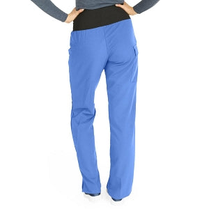 Medline Ocean Ave Women's Stretch Fabric Support Waistband Scrub Pants - Ocean ave Women's Support Waistband Scrub Pants with Cargo Pocket, Size XXS Petite Inseam, Ceil Blue - 5560CBLXXSP