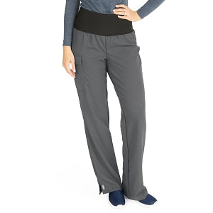 Medline Ocean Ave Women's Stretch Fabric Support Waistband Scrub Pants - Ocean ave Women's Support Waistband Scrub Pants with Cargo Pocket, Size XS Petite Inseam, Charcoal - 5560CHRXSP