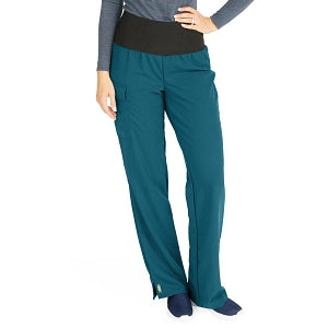 Medline Ocean Ave Women's Stretch Fabric Support Waistband Scrub Pants - Ocean ave Women's Support Waistband Scrub Pants with Cargo Pocket, Size 2XL Tall Inseam, Caribbean Blue - 5560CRBXXLT