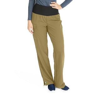 Medline Ocean Ave Women's Stretch Fabric Support Waistband Scrub Pants - Ocean ave Women's Support Waistband Scrub Pants with Cargo Pocket, Size XS Petite Inseam, Khaki - 5560KHKXSP