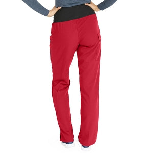 Medline Ocean Ave Women's Stretch Fabric Support Waistband Scrub Pants - Ocean ave Women's Support Waistband Scrub Pants with Cargo Pocket, Size XXS Regular Inseam, Red - 5560REDXXS