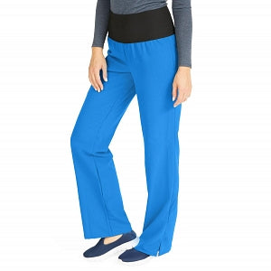 Medline Ocean Ave Women's Stretch Fabric Support Waistband Scrub Pants - Ocean ave Women's Support Waistband Scrub Pants with Cargo Pocket, Size L Petite Inseam, Royal Blue - 5560RYLLP