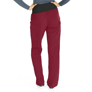 Medline Ocean Ave Women's Stretch Fabric Support Waistband Scrub Pants - Ocean ave Women's Support Waistband Scrub Pants with Cargo Pocket, Size S Regular Inseam, Wine - 5560WNES